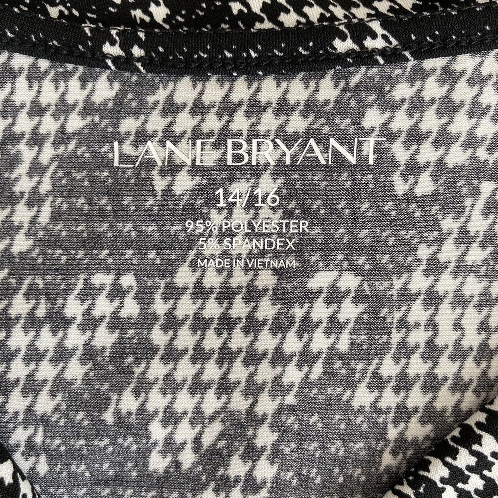 Lane Bryant Womens Size 14/16 Pullover Houndstooth Short Sleeve Top Draped Neck - Picture 8 of 8